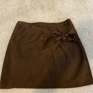 GB suede tie skirt